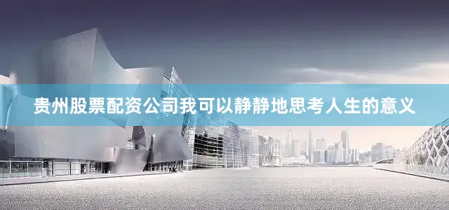 贵州股票配资公司我可以静静地思考人生的意义